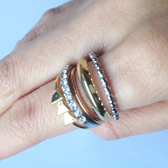 BCBGENERATION STACKABLE RINGS GOLD SILVER TONED - Picture 2 of 4